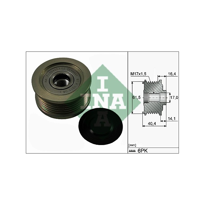 Sprzęgiełko alternatora 9-3, 9-3X, 9-5 1.9TiD 150KM 180KM  INA