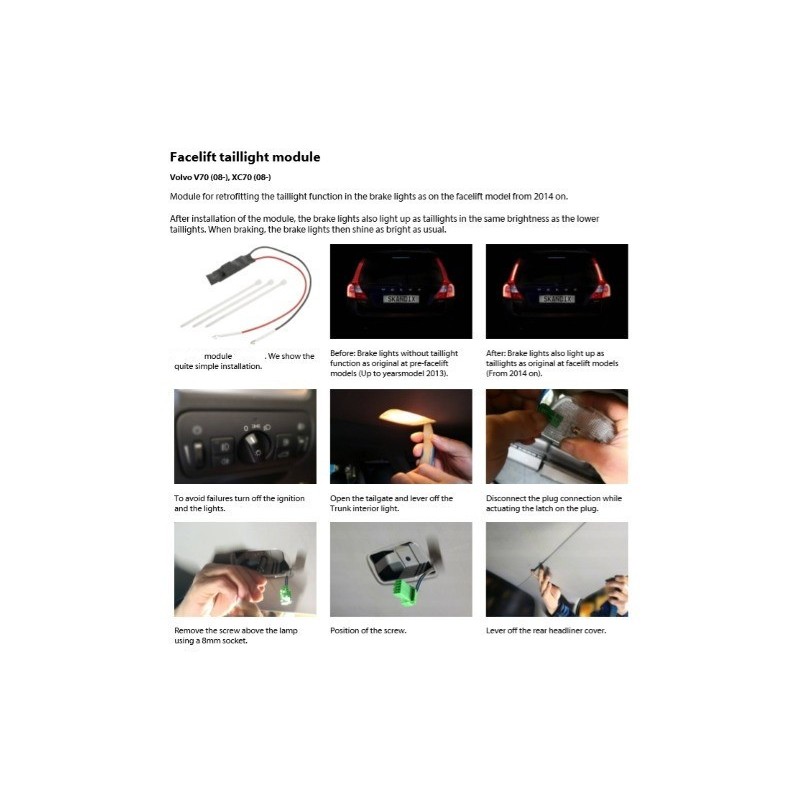 Moduł świateł tylnych  V70, XC70 2008-2013 wygląd  jak po lifcie 2013-